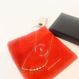 Anthropologie Gold Necklace with Clear Accents